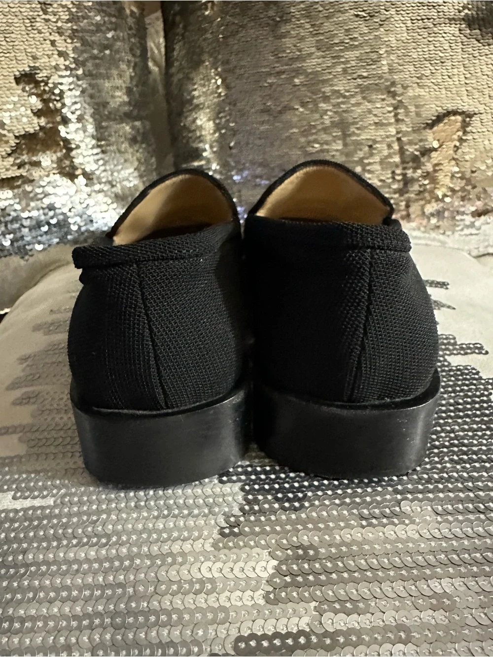 Gucci Black Slip-On Loafers with Dark Silver Buckle